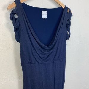 Nicole Miller M Dark Blue Fitted Dress Ruched Drap